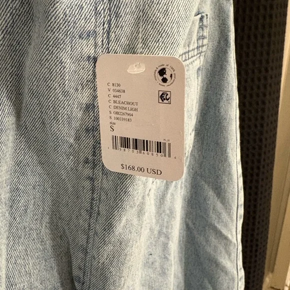 Free People Dex Denim Midi Dress Small Color: Bleachout NWT